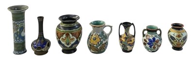 Lot 667 - GOUDA POTTERY; seven pieces of assorted Dutch...