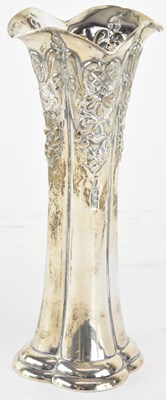 Lot 1167 - An Edwardian hallmarked silver vase of fluted...