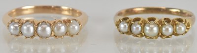 Lot 1310 - Two dress rings, both unmarked gold coloured...