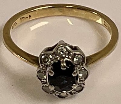 Lot 381 - An 18ct yellow gold sapphire and diamond...