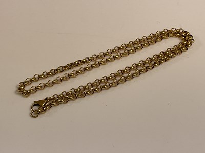 Lot 534 - An 18ct yellow gold hoop link chain, length...