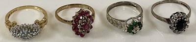 Lot 365 - Two 9ct yellow gold dress rings, combined...