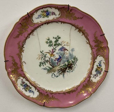 Lot 157 - SEVRES; a large 19th century charger with pink...