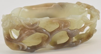 Lot 574 - A large 19th century Chinese jade brush washer,...