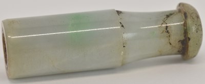 Lot 1102 - A Chinese jade opium pipe mouthpiece, with...