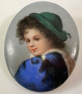 Lot 416 - A circa 1900 hand painted German oval...