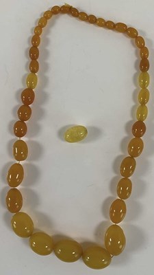 Lot 566 - A graduated string of pale amber coloured...