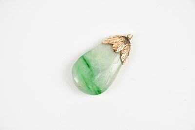 Lot 94 - A Chinese jade tear drop shaped pendant, with...
