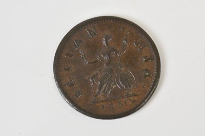 Lot 2495 - A George II copper farthing, 1750.