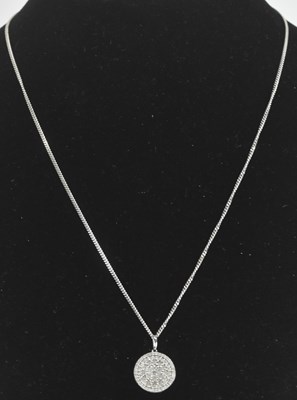 Lot 1422 - An 18ct white gold fine link necklace, length...