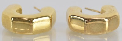 Lot 1498 - A pair of 14ct yellow gold hexagonal earrings...