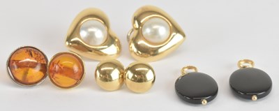 Lot 1484 - A pair of 9ct yellow gold earrings, a pair of...
