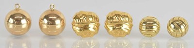 Lot 1511 - Two pairs of yellow metal earrings and a pair...