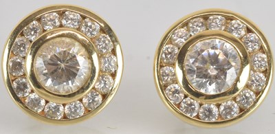 Lot 1504 - A pair of 14ct yellow gold white stone set...