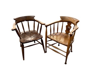 Lot 77 - Two 19th century captain's chairs, both raised...