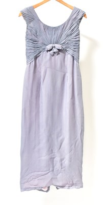 Lot 400 - A c.1960s dusky blue chiffon empire line dress...