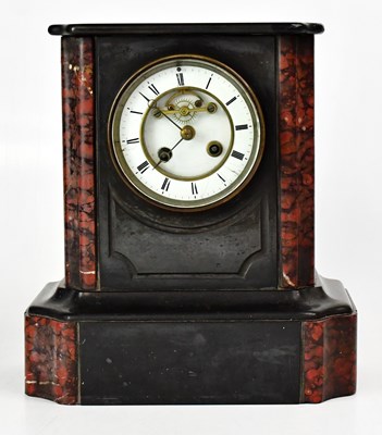 Lot 159 - A Victorian marble and slate chiming mantel...