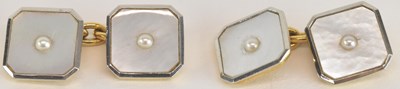 Lot 1481 - A pair of 18ct yellow gold mother of pearl and...