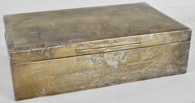 Lot 1061 - A mid 20th century hallmarked silver cigar box,...