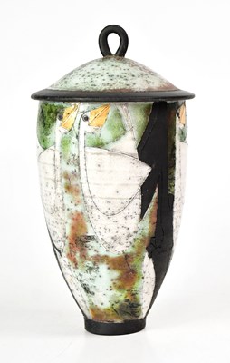 Lot 229 - ROB WHELPTON (born 1952); a raku lidded vase...