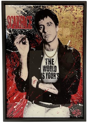 Lot 192 - MR SLY; mixed media, 'Scarface', signed lower...