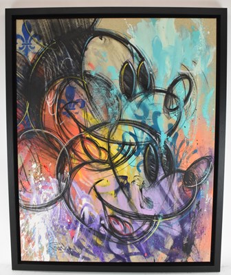 Lot 181 - MR OREKE; oil on stretched canvas, 'Twins',...