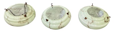 Lot 126 - Three 1950s decorative green art glass ceiling...