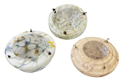 Lot 129 - Three 1950s coloured art glass ceiling hanging...