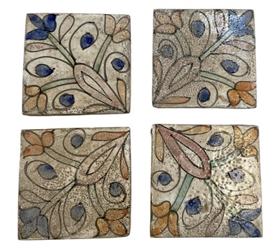 Lot 629 - A set of four Moroccan hand painted...