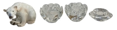 Lot 699 - ROYAL COPENHAGEN; a pair of floral crystal...