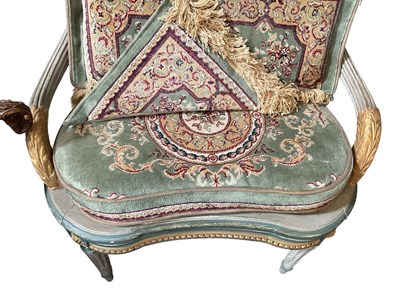 Lot 33 - A late 19th century French painted bergère...