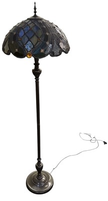 Lot 112 - A modern bronzed standard lamp, with leaded...