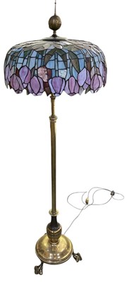 Lot 113 - An early 20th century brass standard lamp,...