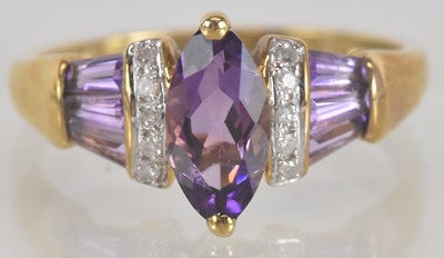 Lot 1322 - A contemporary amethyst and diamond set dress...