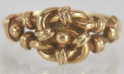 Lot 1318 - A 9ct gold rope knot style ring, size M,...