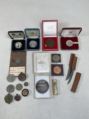 Lot 450 - A group of coins, medals and medallions,...