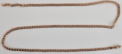 Lot 1384 - A 9ct rose gold flat curb necklace with...