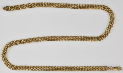 Lot 1438 - A 9ct gold mesh link necklace, with lobster...