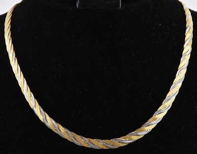 Lot 1409 - A 9ct gold two tone white and yellow flat...