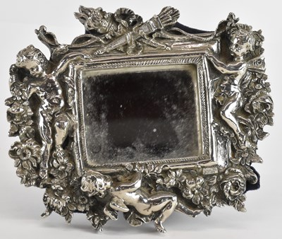 Lot 1108 - A sterling silver desktop rectangular mirror...