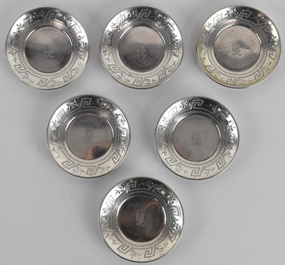 Lot 1109 - Six small Middle Eastern sterling silver...