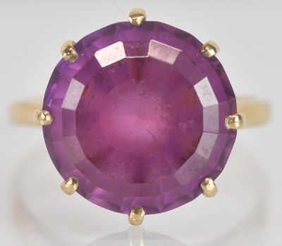 Lot 1271 - A 9ct yellow gold pink topaz solitaire ring,...