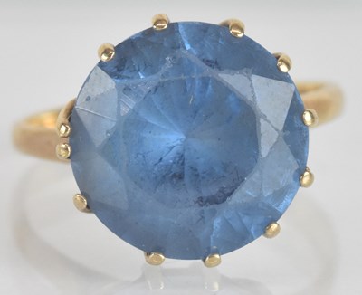 Lot 1272 - A 9ct yellow gold blue topaz solitaire ring,...
