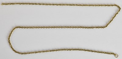 Lot 1453 - A 9ct yellow gold fine link necklace, length...