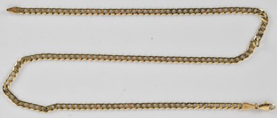 Lot 1393 - A 9ct yellow gold flat Cuban link necklace,...