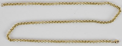 Lot 1394 - A 9ct yellow gold belcher link necklace,...