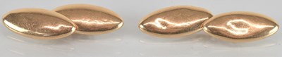 Lot 1525 - A pair of 9ct yellow gold oval cufflinks,...
