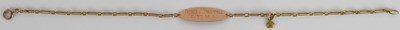 Lot 1604 - A 9ct yellow gold long link identity bracelet,...