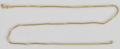 Lot 1395 - An 18ct yellow gold square link necklace,...