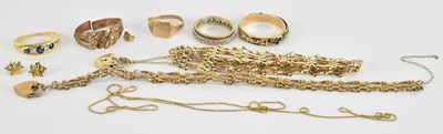 Lot 1196 - A quantity of 9ct and yellow metal scrap...